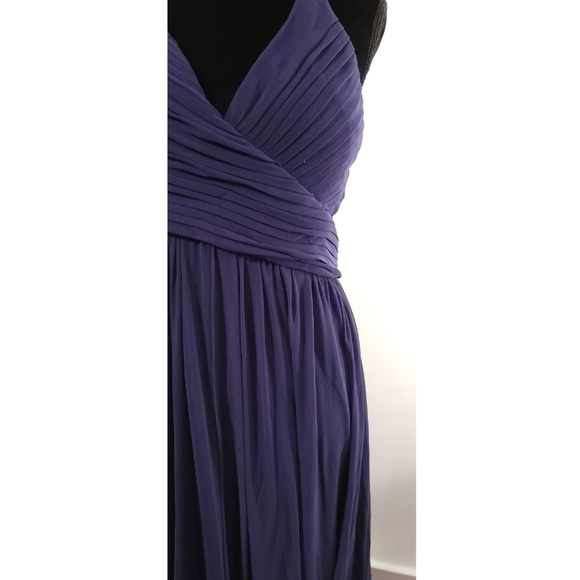 Haute Nights Ruched Mesh PeekABoo Back Sweetheart Neckline Gown Navy Blue Sz 13 - Picture 3 of 8